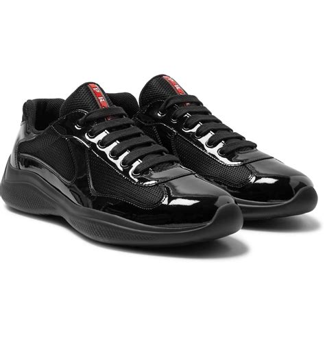 black prada trainers shiny|prada shoes for men.